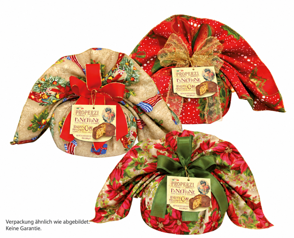Properzi Panettone Classico im eleganten Weihnachtstischtuch, 1000 g