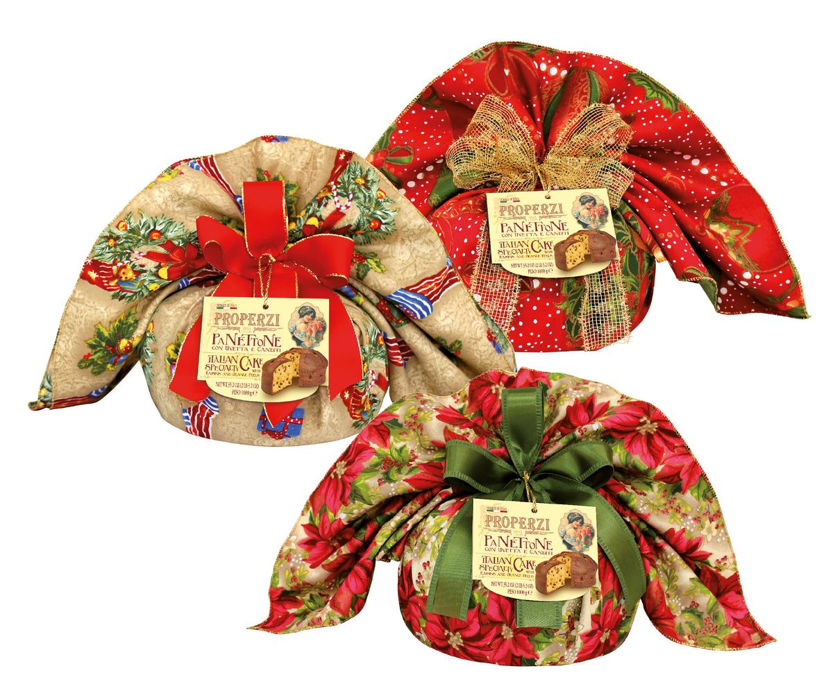 Properzi Panettone Classico im eleganten Weihnachtstischtuch, 1000 g