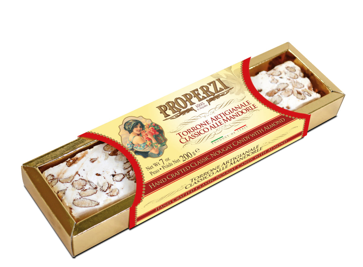 Properzi Torrone Classico mit Mandeln, Knusperiger Torrone, 200 g