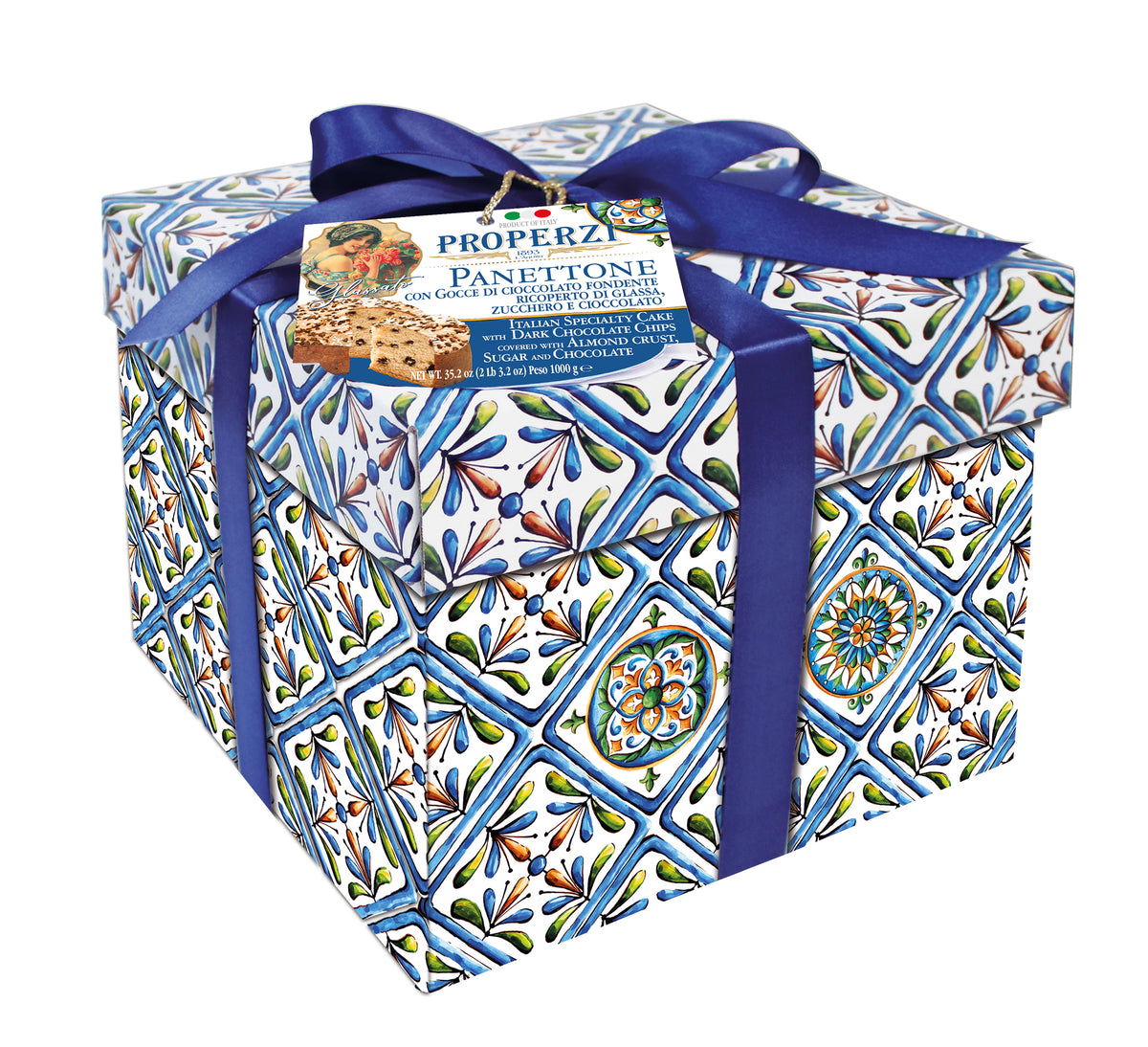 Properzi Panettone, Amaretto & Chocolat avec croûte d'amandes, 1000 g