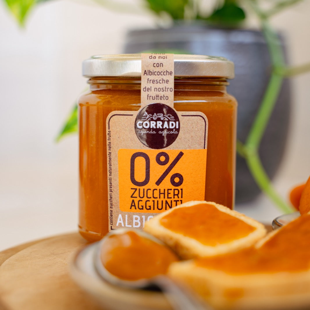 Corradi Aprikosen-Fruchtaufstrich,99% Aprikosen, ohne Zuckerzusatz, 300 g
