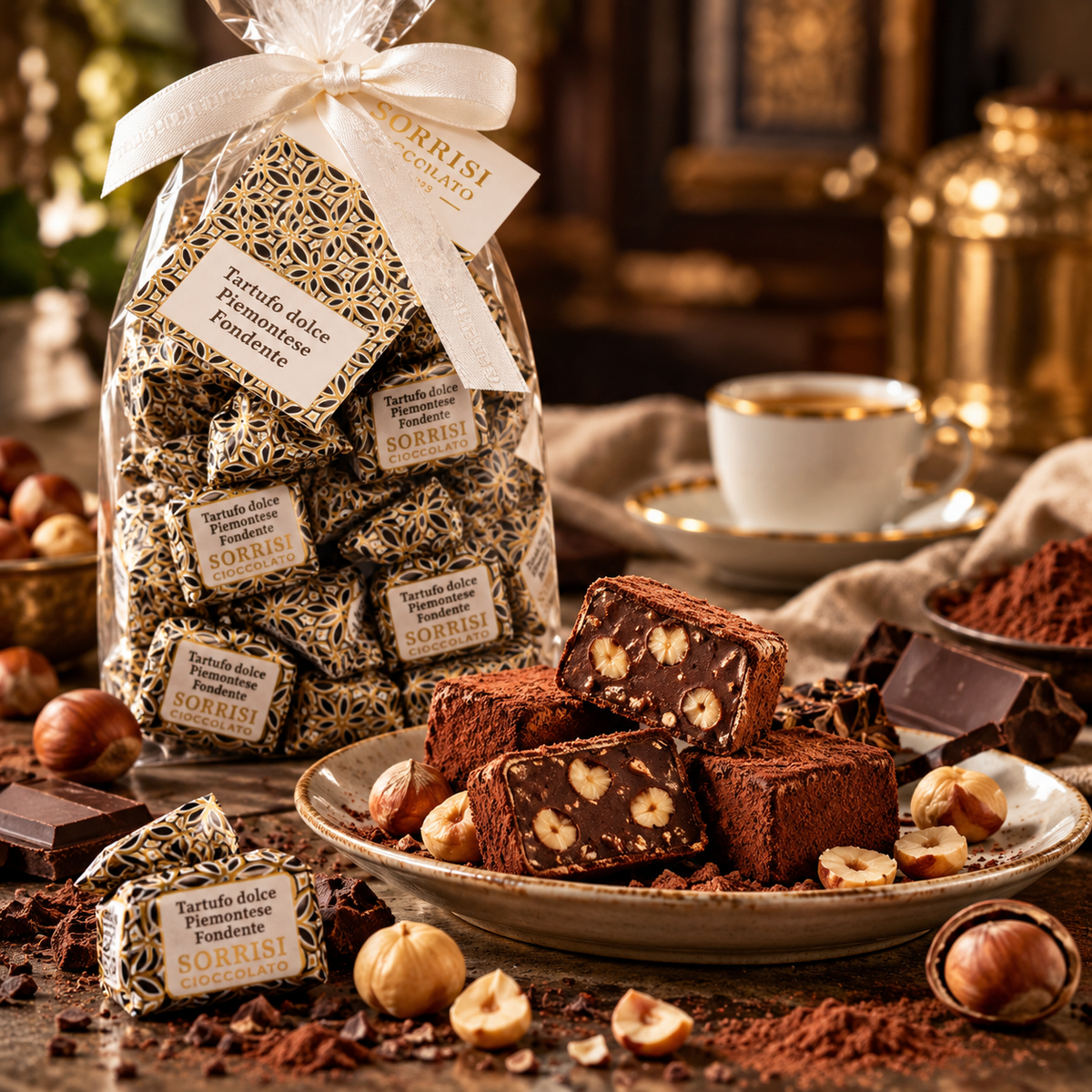 Tartufo Piemontese Fondente, tartufi di cioccolato fondente di Torino, Boella&Sorrisi, 200 g