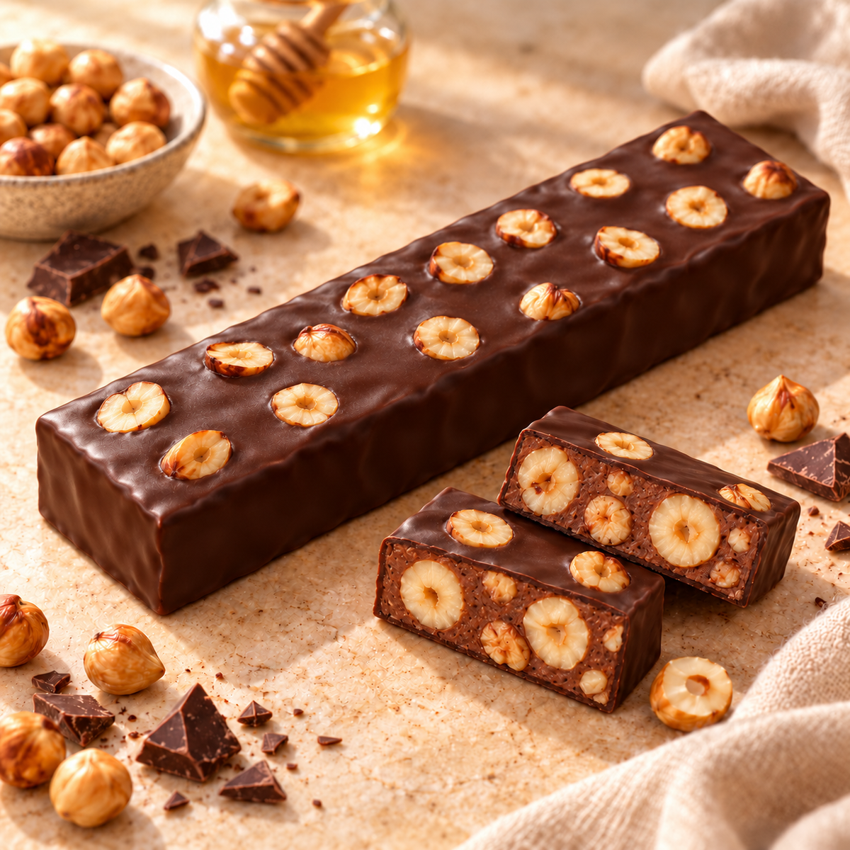 Properzi Torrone mit Haselnüssen und Schokoladenüberzug, weich, 200 g