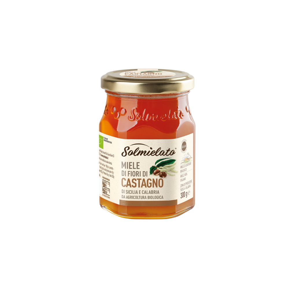 Organic chestnut honey from Sicily and Calabria, 300 g