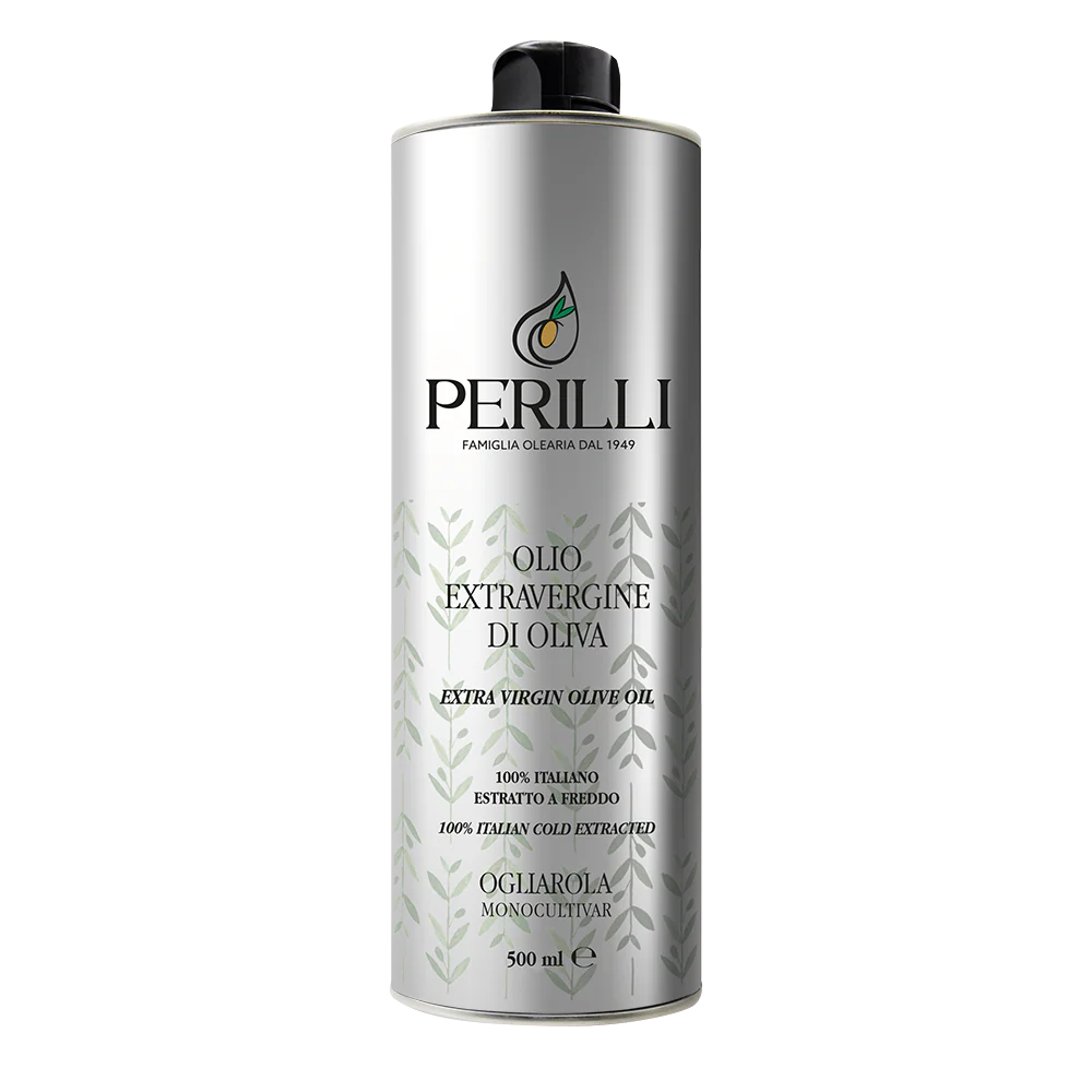 Ogliarola Extra Virgin Olive Oil – Silver Round Tin, 500ml