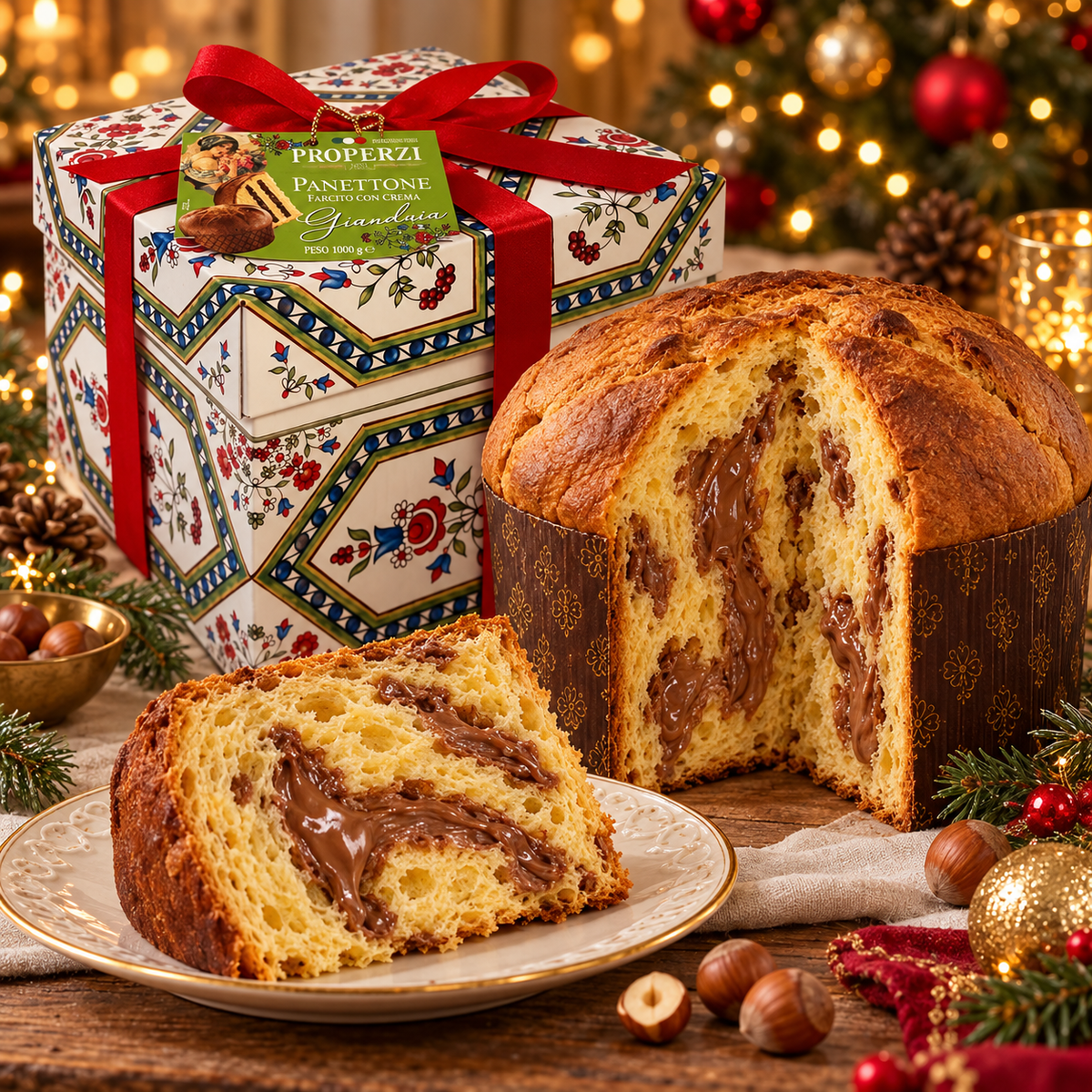 Properzi Panettone mit Gianduia-Creme in Hutschachtel, 1000 g