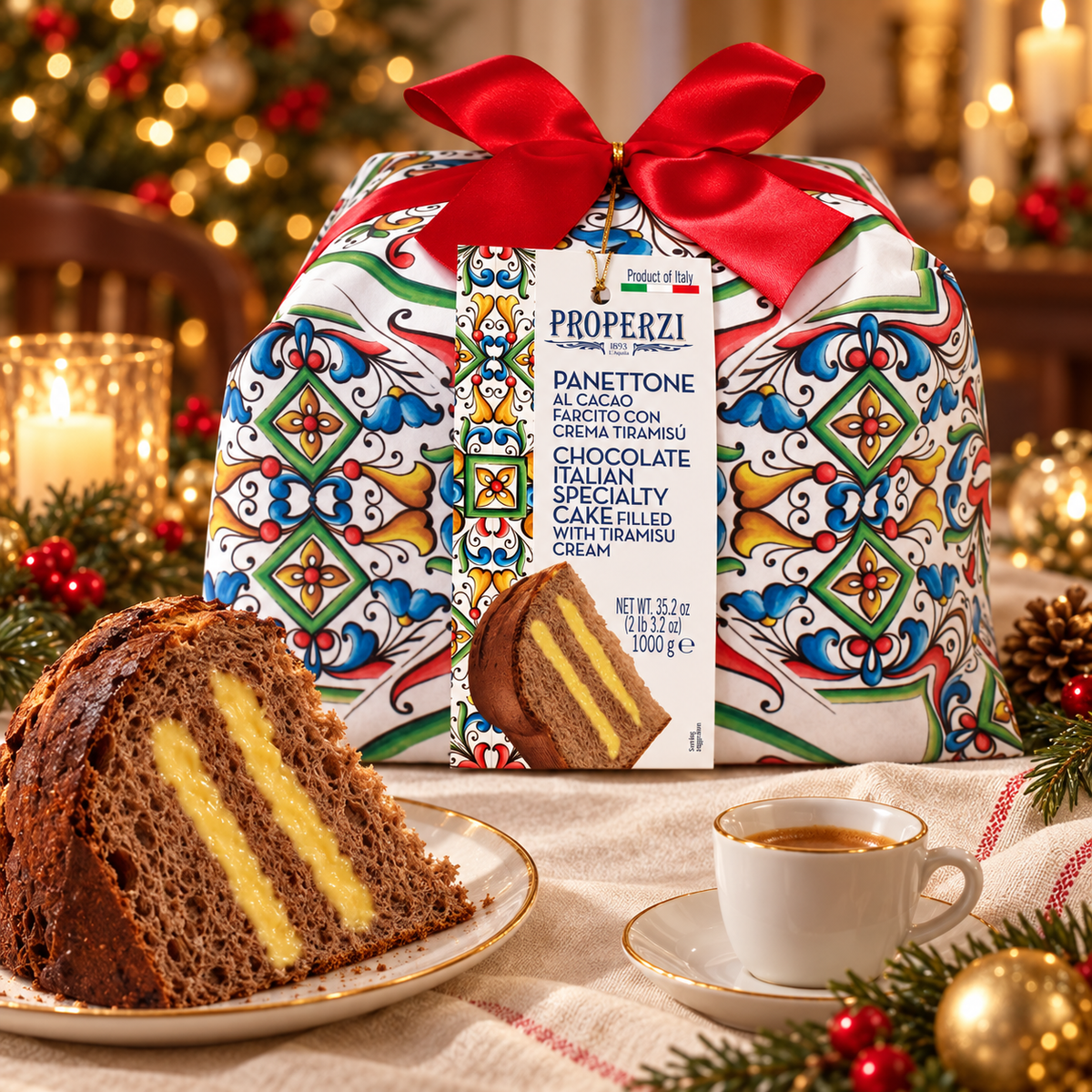 Properzi Kakao-Panettone mit Tiramisu-Creme, 1000 g